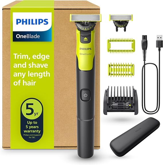 Philips OneBlade 360 Authentic Barber, Electric Facial & Body Shaver & Trimmer Connected, 360 Blade, Original Blade, 5in1 Adjustable Comb, Body Kit, Travel Case, QP4631/65