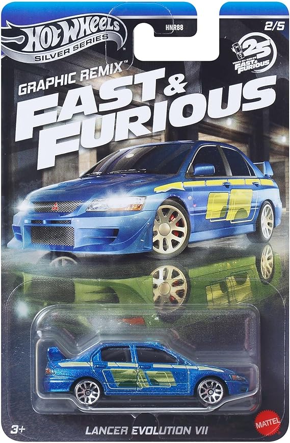 Hot Wheels Fast and Furious Graphic Remix Auto LANCER EVOLUTION VII - Model Cast Ölçek 1:64 - Uzunluk 7 cm - JBY47