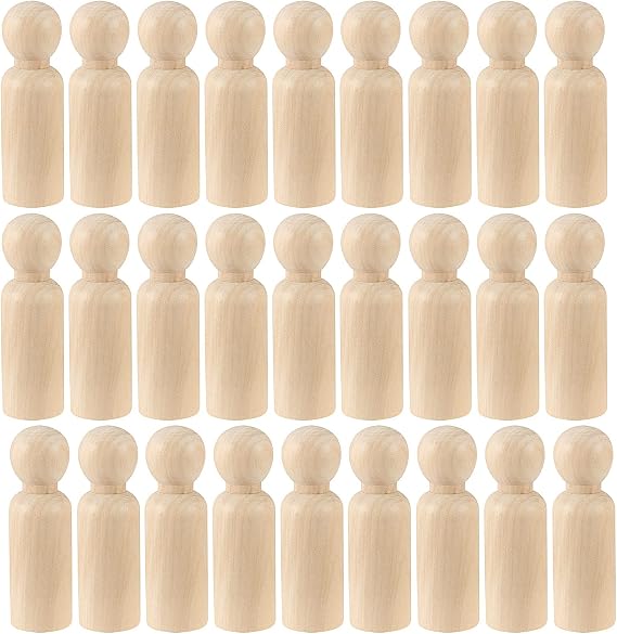 HAKZEON 40 Pack 3-1/2 Inches Unfinished Wooden Peg Dolls, Decorative Wooden Peg Dolls People, Wood Peg Doll Body for Painting, DIY Craft Art Projects, Home Decoration