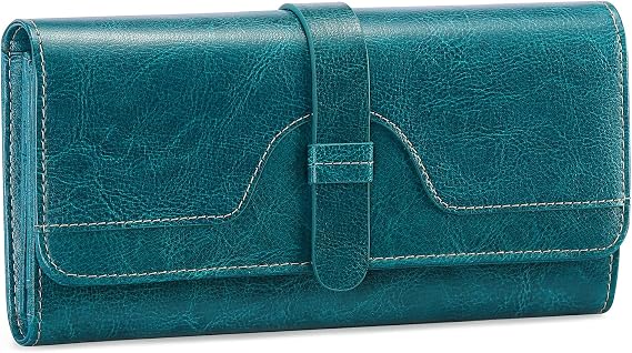 SENDEFN Wallets for Women Leather with RFID Blocking Trifold Credit Card Holder with ID Window Wallet