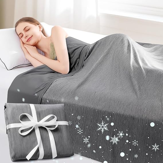Cooling Blanket,150x200cm,Summer Blankets with Double Sided Cold Effect, Arc-Chill Q-Max>0.5 Cool Fiber, Breathable Lightweight Blankets for Hot Sleepers Night Sweats (Dark Grey)