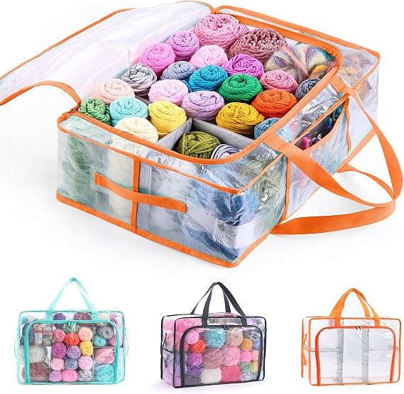 MYBAGZING Clear Yarn Storage Bags, 21" Large Flat Under Bed Yarn Organizer