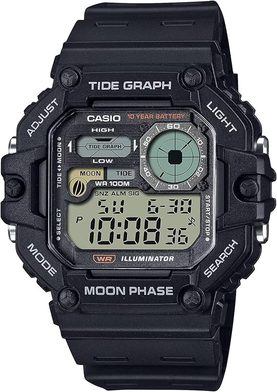 Casio Illuminator Tide Graph Moon Phase 10-Year Battery Digital Watch