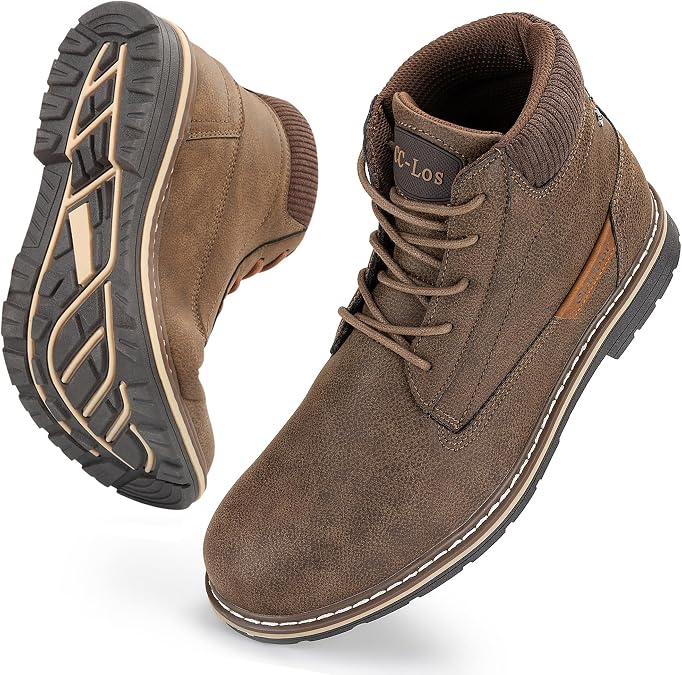 CC-Los Men's Casual Chukka Ankle Boots Non-Slip for Outdoor Hiking Walking | Upgraded Better Fit, Non-Slip Sole, Soft Toe, Versatile Style, Work & Casual, Water-Resistant