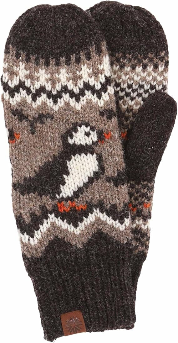 ICEWEAR Lundi puffin design wool knitted mittens