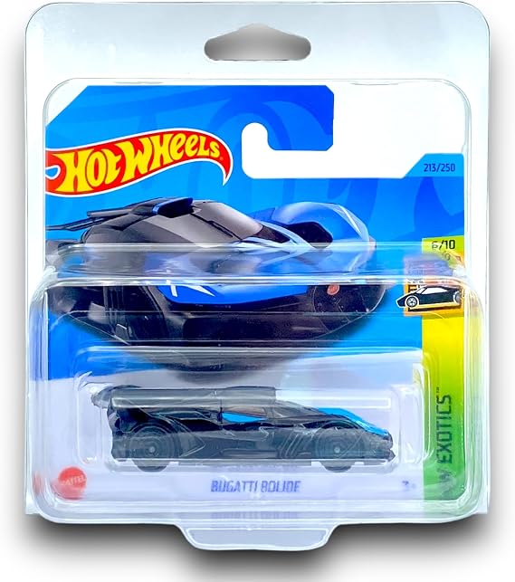 Hot Wheels Bugatti Bolide (Black & Blue) 6/10 HW Exotics - 2023-213/250 (Short Card) -  IN A KLAS CAR KEEPER PROTECTIVE COLLECTORS CASE - HKG64