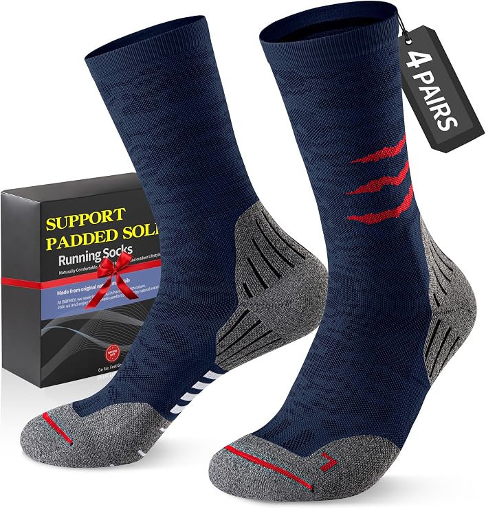 Crew Compression Socks for Men Women - Mild Support, Wicking Cushioned Compression Running Socks for Sport Basketball