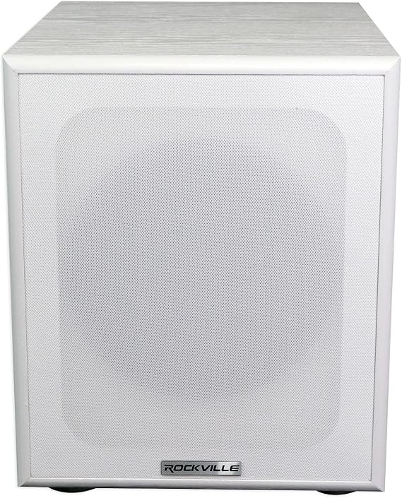 Rockville Rock Shaker 8" 400W Powered Subwoofer, Deep Bass, Class-D Amp, RCA Inputs, MDF Enclosure, White Finish, for Home Theater & Studio