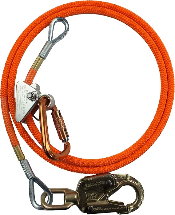 Steel Core Flip Line Kit, 1/2 in x 12 ft - USA Made, Adjustable Tree Lanyard, Arborist Equipment Positioning Lanyard, Low Stretch & Cut Resistant