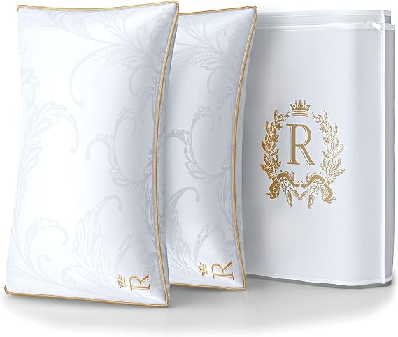 Royal Therapy Bed Pillows King Size Set of 2 Side Sleeper Pillow, Adjustable Support, Breathable Comfort, Soft Jacquard Cotton Cover, Back, Side & Stomach Sleepers
