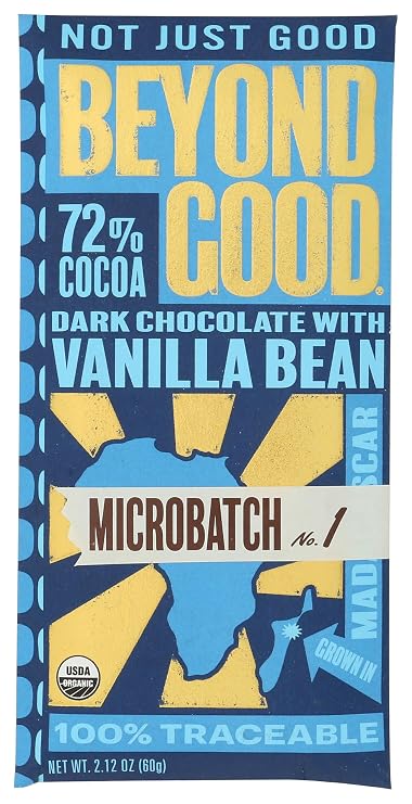 Beyond Good Organic 72% Vanilla Bean Microbatch Chocolate Bar, 2.12 Ounce