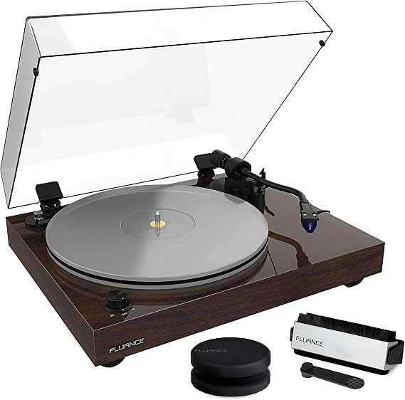 Fluance RT85 Reference High Fidelity Vinyl Turntable Record Player with Ortofon 2M Blue Cartridge, Acrylic Platter, Record Weight, 3 in 1 Stylus and Record Cleaning Vinyl Accessory Kit