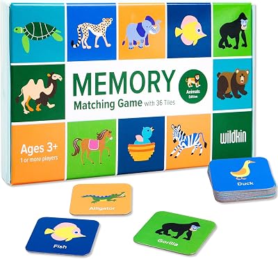 Wildkin Memory Matching Game 18 Educational Pairs for Toddlers & Preschool - Animals
