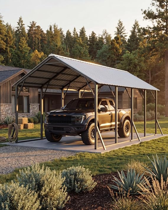 GarveeLife 13x26x11 ft Metal Carport Kit, Heavy-Duty Metal Car Port
