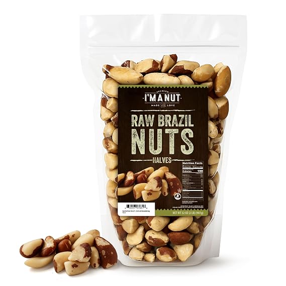 Raw Broken Brazil Nuts, 2 lbs (32oz) Premium Wild Harvested, High Selenium, Batch Tested Peanut & Gluten Free, Non-GMO, Kosher, Resealable Bag