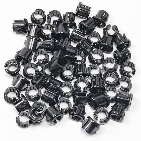 EASYEAH 60 pcs 3/8"(10mm) Opened Black Snap-in Knockout Insulating Bushing