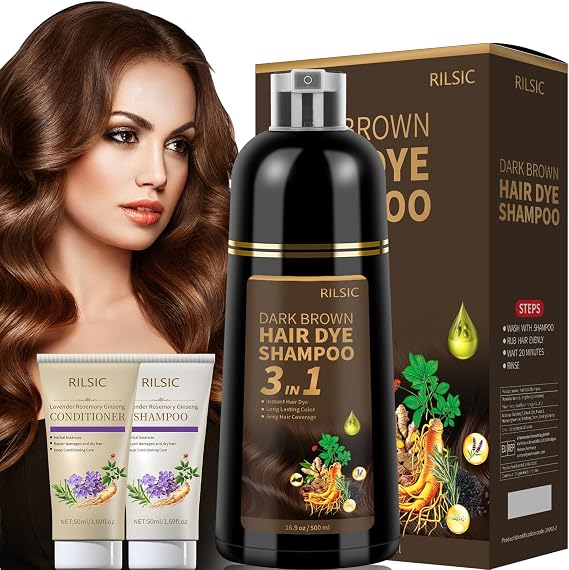Dark Brown Hair Dye Shampoo for Men & Women