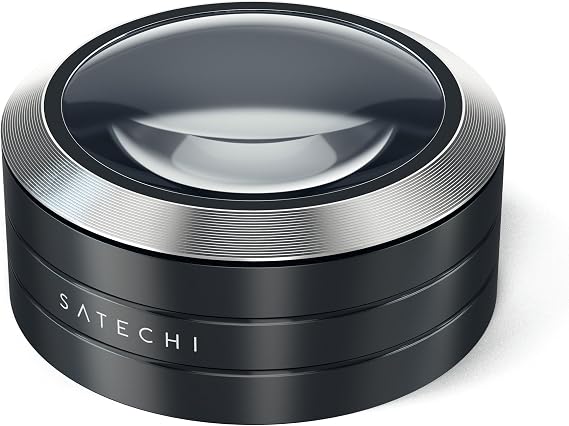 Satechi ReadMate LED Desktop Magnifier with up to 5X Magnification - Carrying Case Included (Black)