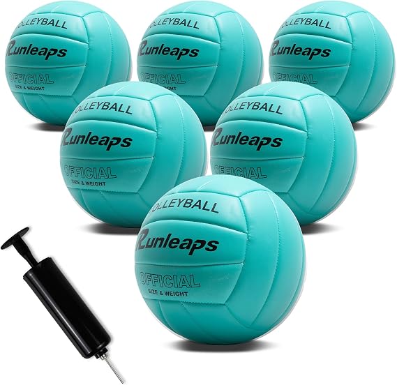 Runleaps 6 Pack Volleyballs, for Indoor Outdoor Beach Game Gym Training