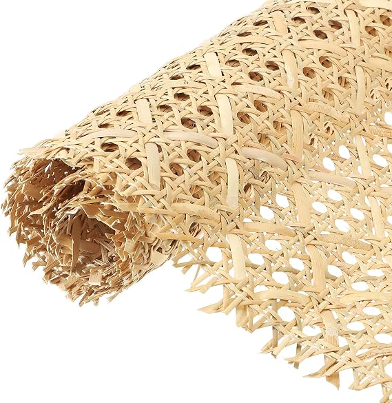 PATIKIL Cane Rattan Webbing Roll 14" Width x 3.3 Ft, T-Shape Natural Pre-Woven Open Mesh Cane Sheet for DIY Caning Projects Furniture Cabinet Chair Ceiling Door, Wooden