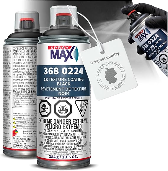 SprayMax 1K Texture Coating Black Topcoat | Professional Black Spray Paint for Plastic, Bumpers & Trim | Automotive Paint | Fast-Drying | 13.5 oz