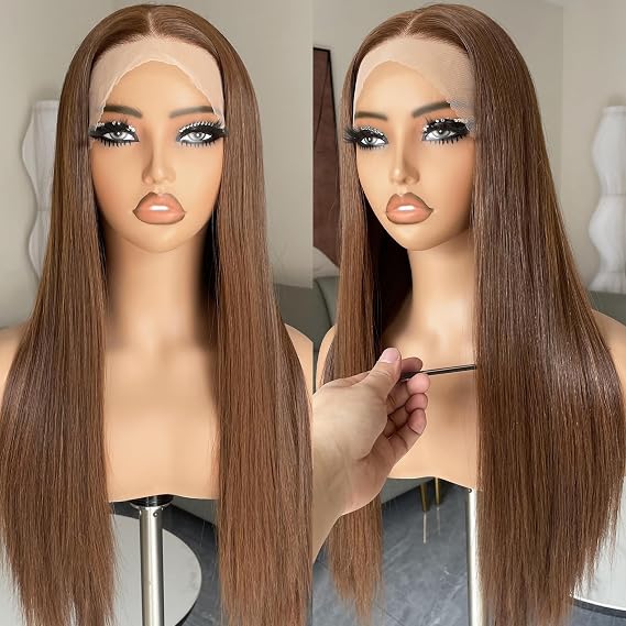 BLL Light Brown Wig 13x4 Synthetic Lace Front Wig 26inch Long Straight Wigs