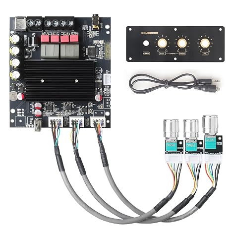 T100HS-W Power Amplifier Board Bluetooth5.2 TPA3221 Chip 2.0 Channel 100W2,Audio Power Amplifier with Front Panel