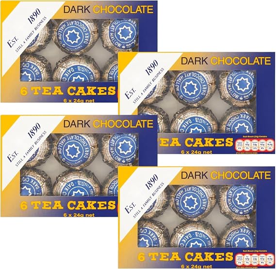 Scottish Tea Cake Bundle With Tunnock Tea Cakes Dark Chocolate 6x24g (4 Pack)