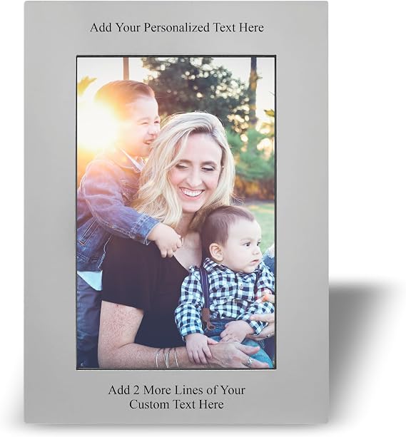 Personalized Picture Frame 4x6, Custom Brushed Silver Aluminum Photo Frame