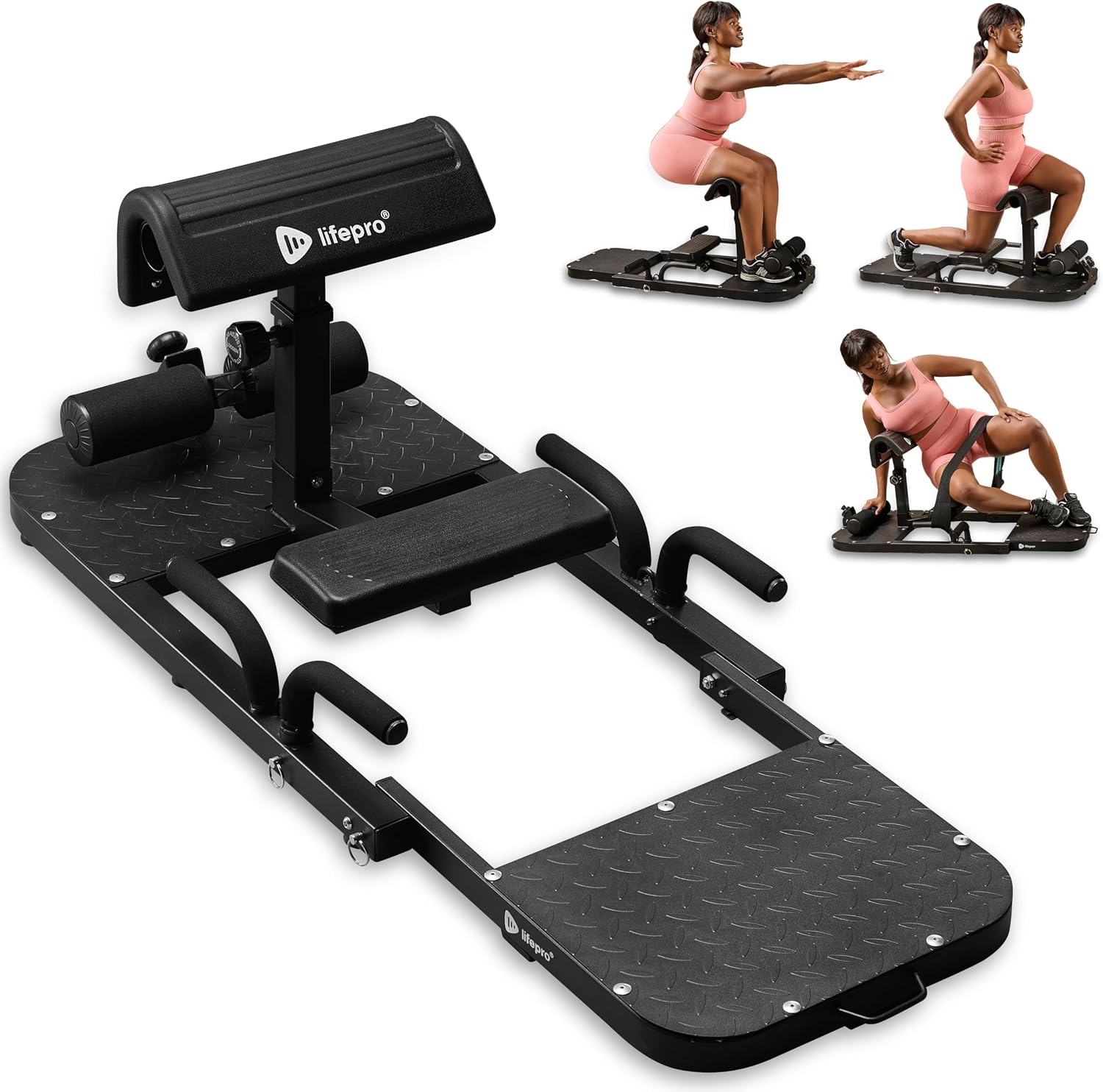 Lifepro GluteBlast Hip Thrust Machine - Premium Squat & Glute Machine Workout Equipment for at Home Gym with Resistance Bands - Multipurpose