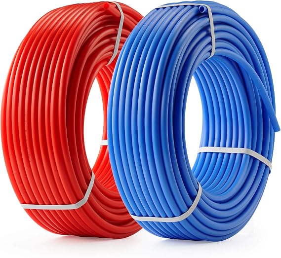 ZELCAN PEX PIPE Tubing 1/2 Inch, 2 Rolls of 300ft PEX-B Coil Hose, Non Oxygen Barrier, Radiant Heat Tubing (Red+Blue) for Water Line & RV Sewer Hose