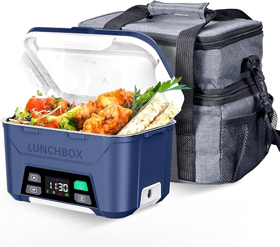 Docusvect Cordless Electric Lunch Box, Battery Powered Self Heating Lunch Box with Automatic Heating, 220F Heat, BPA Free
