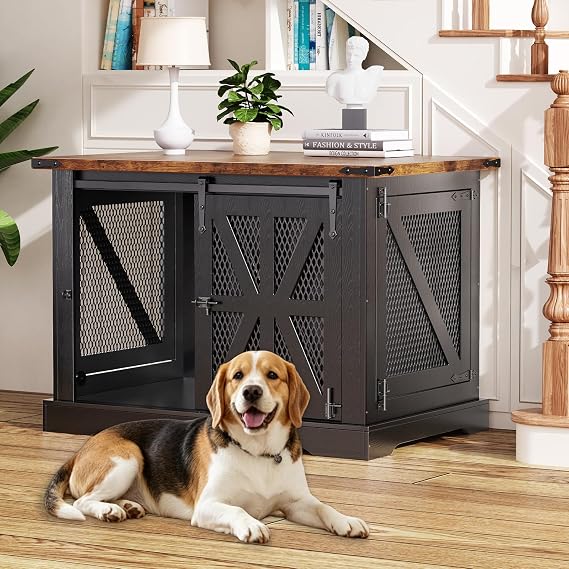 40" Dog Crate Furniture with Sliding Doors for Medium Dogs Up to 45 lbs