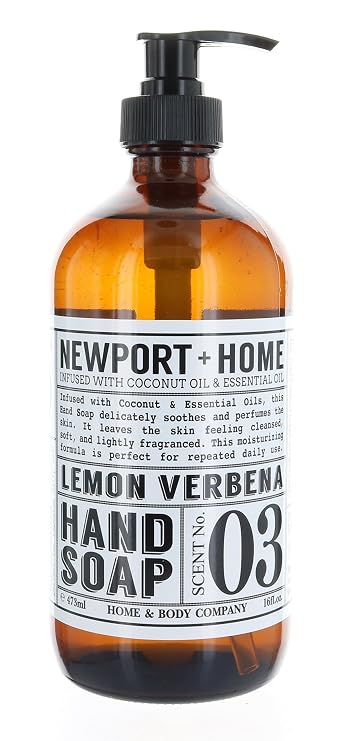 Newport + Home Hand Soap, Lemon Verbena 16 oz, Infused w/Coconut Oil & Essential Oil by Home and Body Co