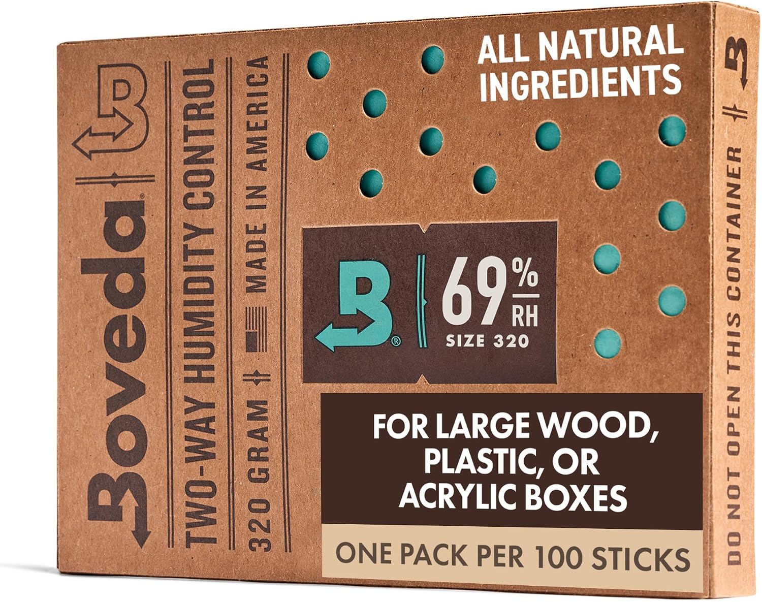 Boveda-Purolar için/Tütün |% 69 RH 2 Yönlü Nem Kontrolü | 100 puroları için Up ile Kullanımı için Boyut 320 | Puro Humidors için Teknolojisi Patentli | 1-Count