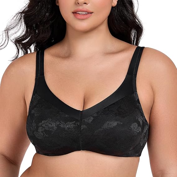Wingslove Women's Full Coverage Minimizer Bra Wirefree Plus Size Bras Non-Padded Large Busts Comfort Straps Support