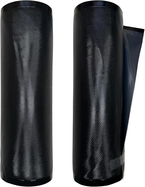 11" x 50' Vacuum Seal Bags Black and Clear, Heavy Duty 5 Mil, 2 Rolls