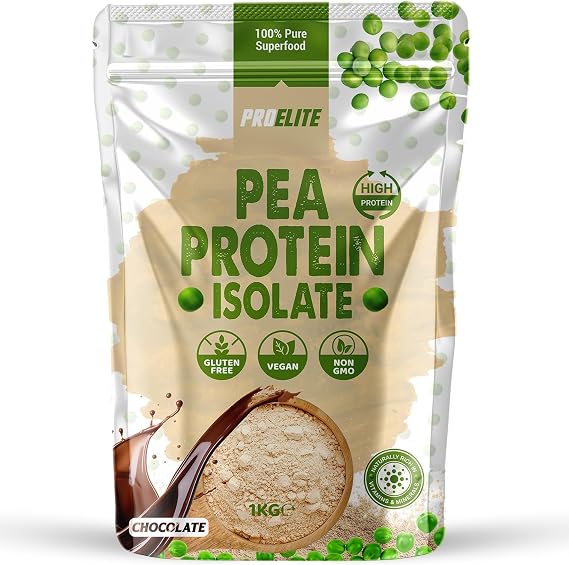 Pea Protein Isolate Powder 1kg Vegan 100% Plant Protein Gluten-Free, Vegetarian Protein Powder Shake for Superfood Super Greens Dairy Free Shakes by PROELITE (1KG, Chocolate)