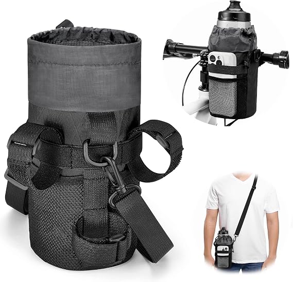 WOTOW Bike Water Bottle Holder - Insulated Universal 20-40 oz, Black