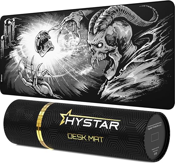 Hystar Extended Gaming Mouse Pad | L 45" x 20" | 5mm Thick, Waterproof Surface, Smooth Polyester Fabric, and Natural Rubber Base | Goety