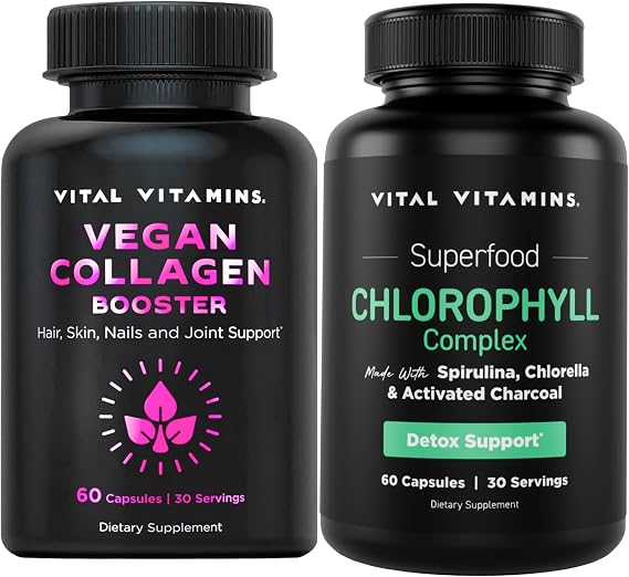 Vital Vitamins Vegan Collagen Booster + Chlorophyll Complex Capsules