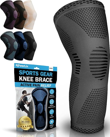 POWERLIX Knee Brace with Pad for Pain Relief, Medical Knee Support, Compression Sleeve for Men & Women, Running, Basketball, Volleyball