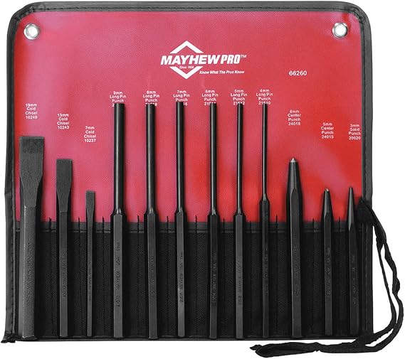 Punch and Chisel Set, 12-Piece, Steel