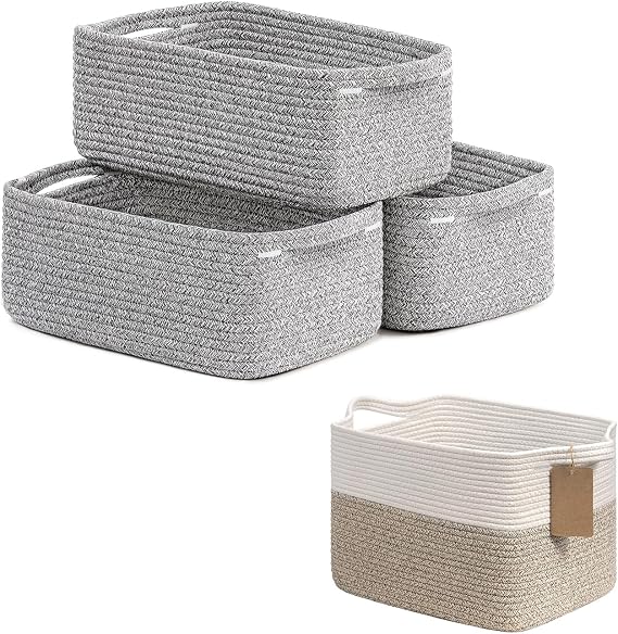 Goodpick Storage Basket for Shelves, Empty Gift Baskets 3 Pack Storage Bins