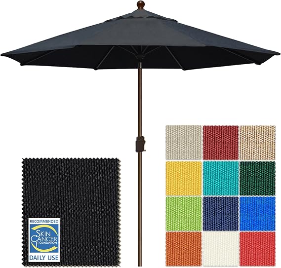 EliteShade USA 10-Year-Non-Fading 10Ft Market Patio Umbrella, UPF 50+ UV Protection Performance Sun Umbrella, Heavy Duty Commercial Grade Outdoor Table Umbrella with Crank & Tilt, Windproof Vented Top for Garden, Pool, Deck and Outdoor Playsets, Black
