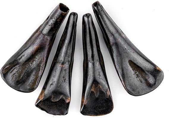 Dark Brown Water Buffalo Tooth Pendants Set of 4 Nepal Bone Large Hole