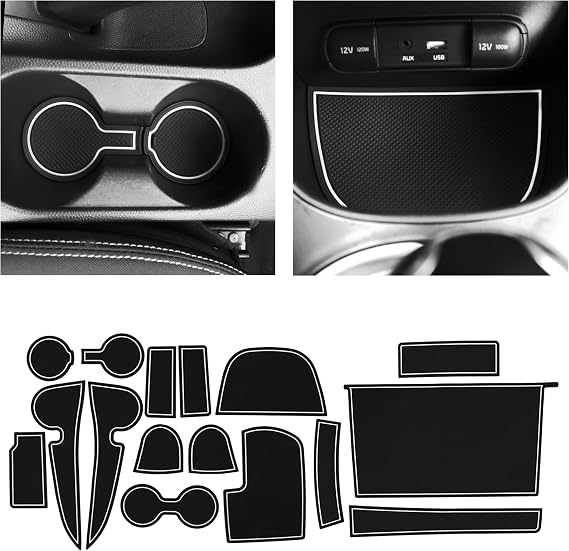 CupHolderHero for Kia Soul 2014-2019 Cup Holder Insert Set (White Trim)