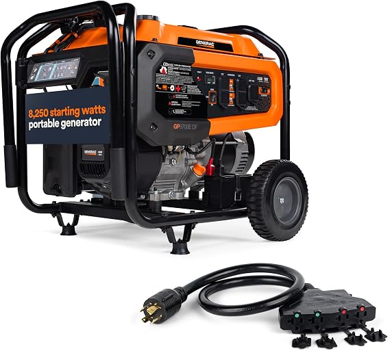 Generac 8,250 Starting Watt Dual Fuel Portable Gas Generator Electric Start