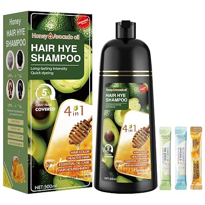ZENITHGLO Chestnut Brown Hair Dye Shampoo 3 in 1 for Women & Men 100% Gray Hair Coverage - Herbal Ingredients Natural Plant Hair Color - Hair Dye in Minutes 17.6 Fl Oz