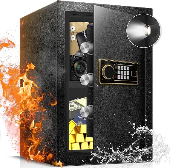 2.5 Cu Ft Large Safe Box for Home, Steel Lock Box with Type-C Port